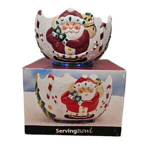 St Nicholas Square Vintage 1999 Festive Santa Claus Round Big Serving Bowl